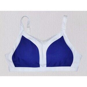 Fabletics Shira Sports Bra Tank Womens LG Blue White Adjustable Workout Gym